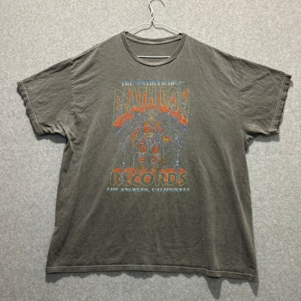 Vintage Men's Gray Death Row Records Short Sleeve Graphic T-Shirt XL